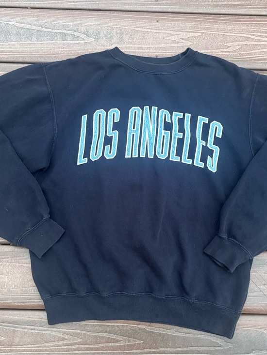 Brandy Melville Sweaters - Brandy Melville Navy Crewneck with Light Blue 'LOS ANGELES' sweater